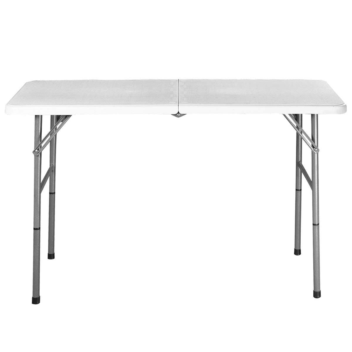 White HDPE Plastic Heavy Duty Indoor Outdoor Folding Table with Steel Frame-1