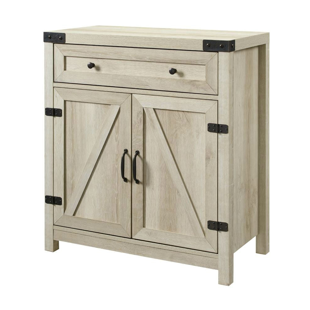 Rustic Farmhouse Barn Door Accent Storage Cabinet White Oak-0