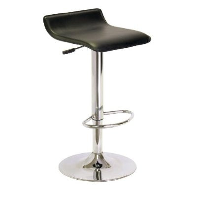 Contemporary ABS Air-Lift Swivel Bar Stool in Black Faux Leather-0