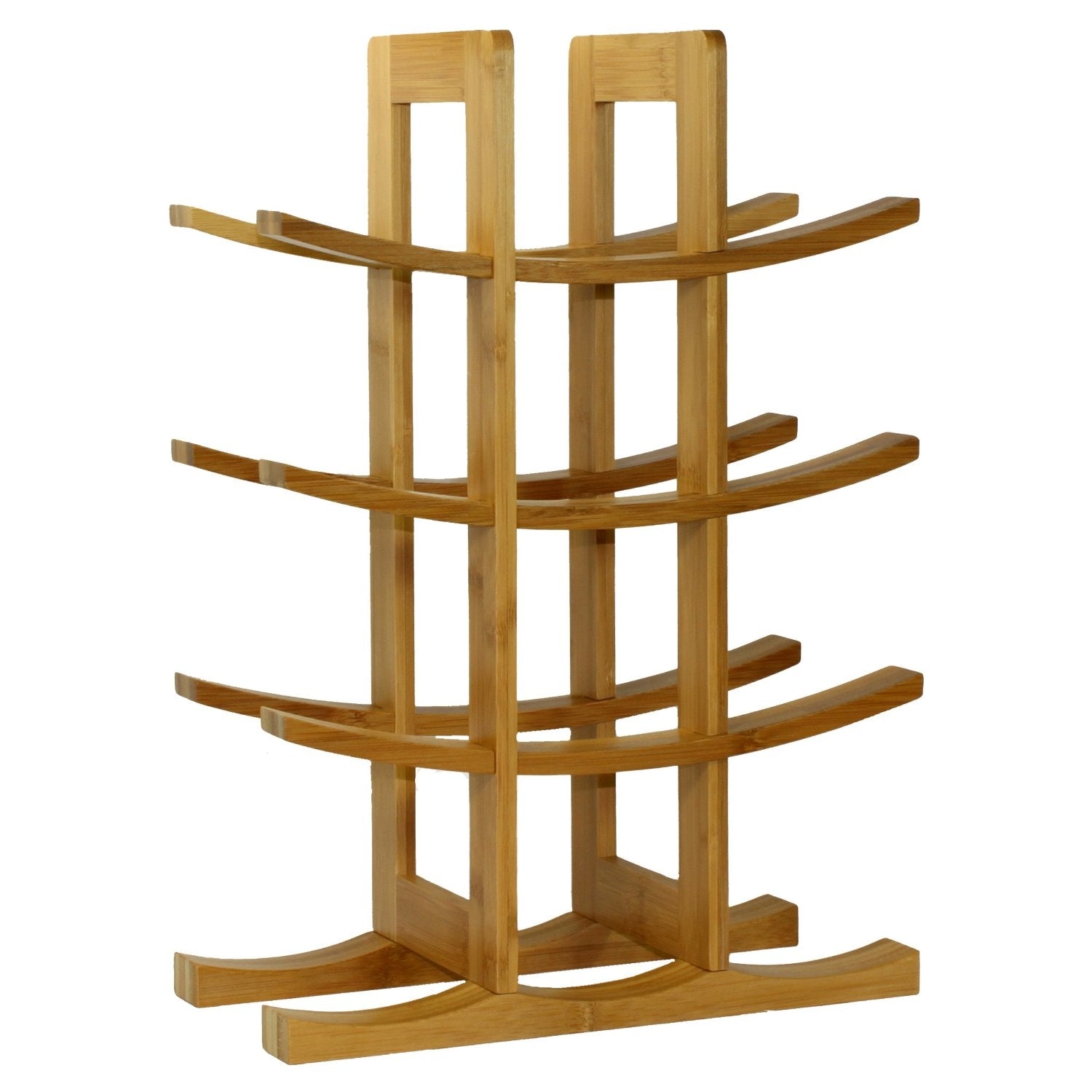 12-Bottle Wine Rack Modern Asian Style in Natural Bamboo-0