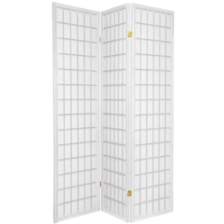 Japanese Asian Style 3-Panel Room Divider Shoji Screen in White-0