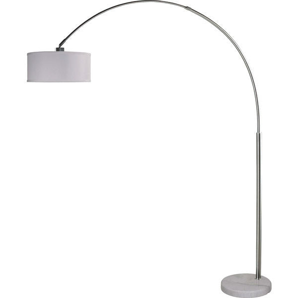 Modern 81-inch Arch Floor Lamp with White Drum Shade and Marble Base-0