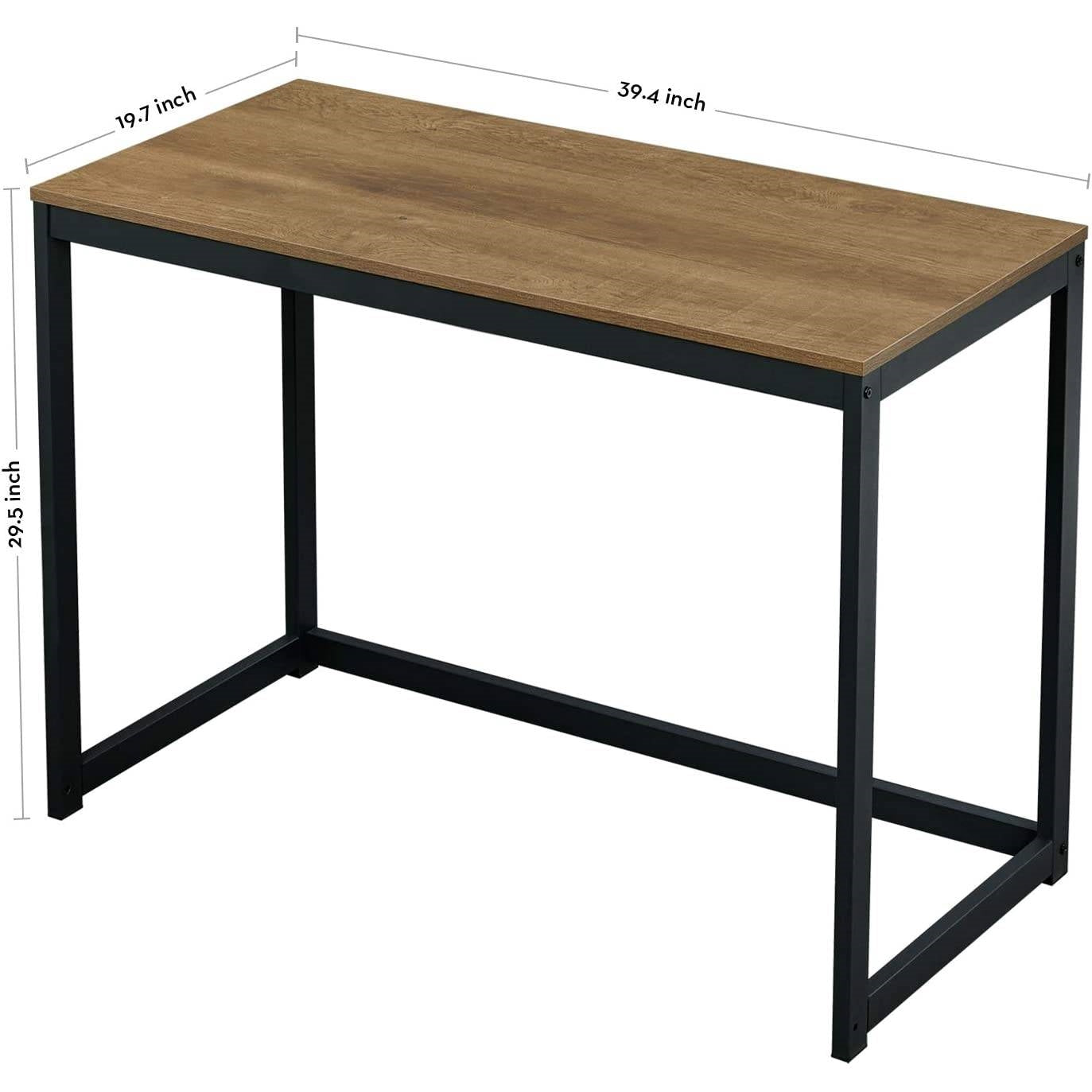 Modern Home Office Laptop Computer Desk Table with Black Metal Frame Wood Top-4