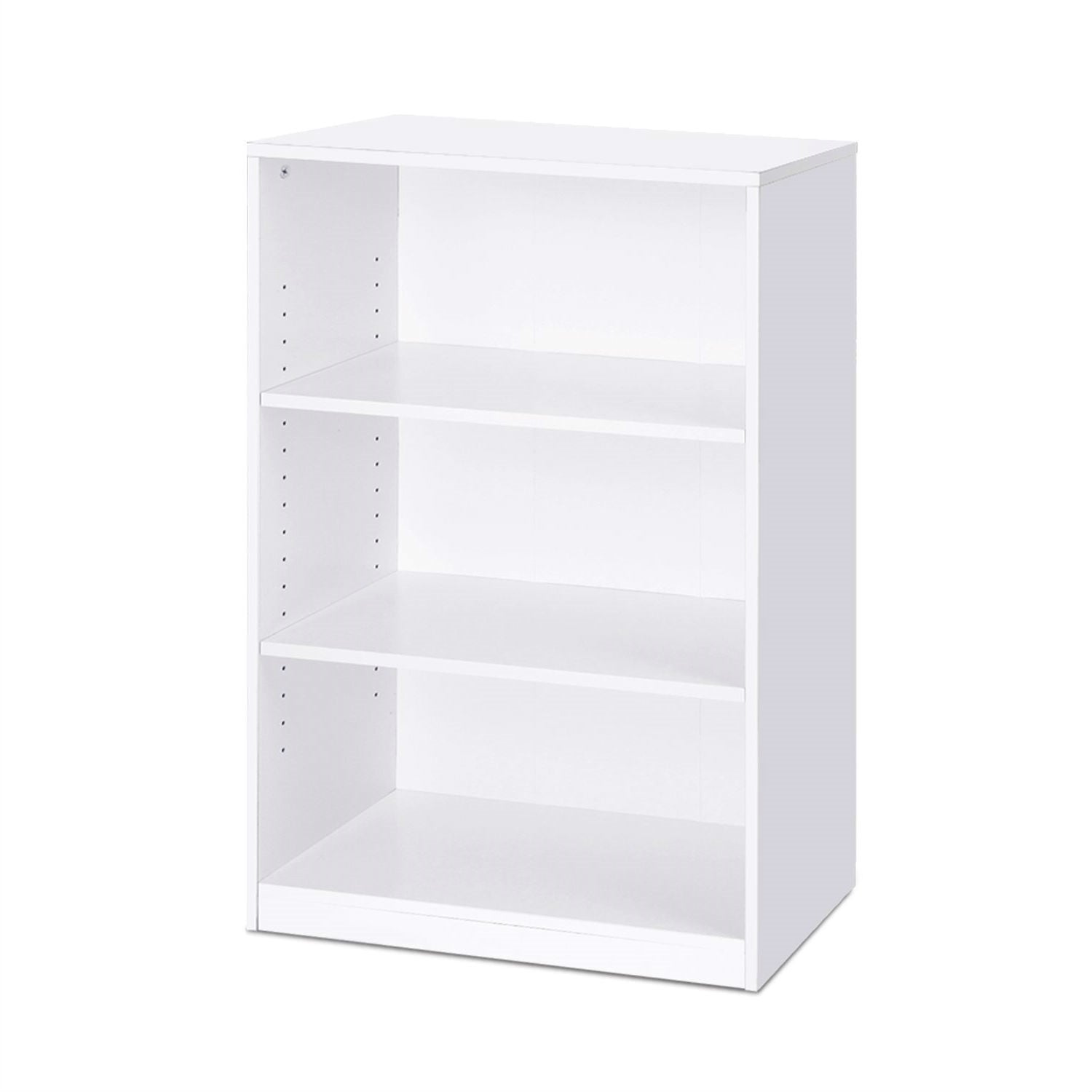 Modern 3-Shelf Bookcase in White Wood Finish-0