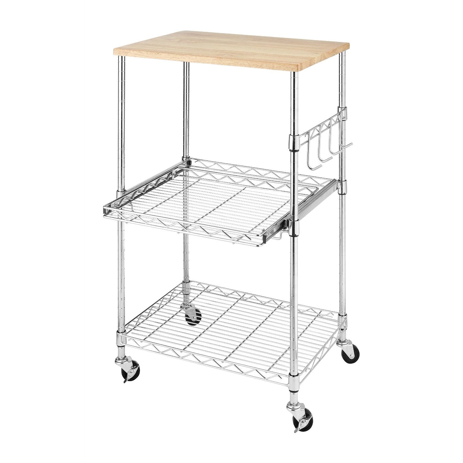 Sturdy Metal Kitchen Microwave Cart with Adjustable Shelves and Locking Wheels-0