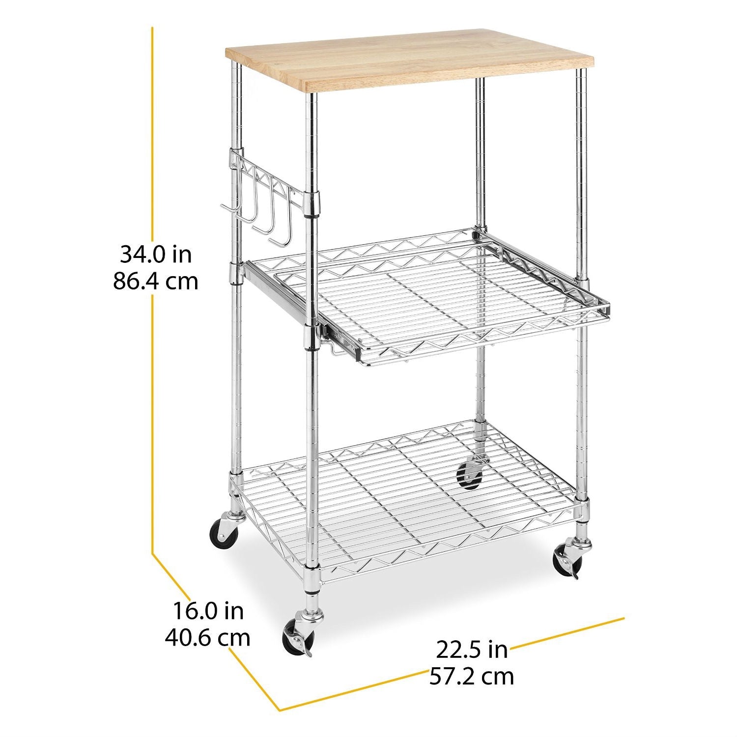 Sturdy Metal Kitchen Microwave Cart with Adjustable Shelves and Locking Wheels-3