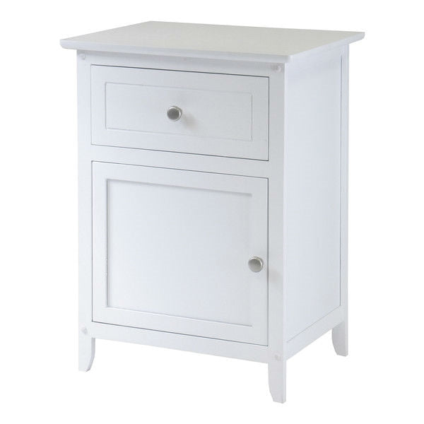 White 1-Drawer Bedroom Bedside Table Cabinet Nightstand End Table-0