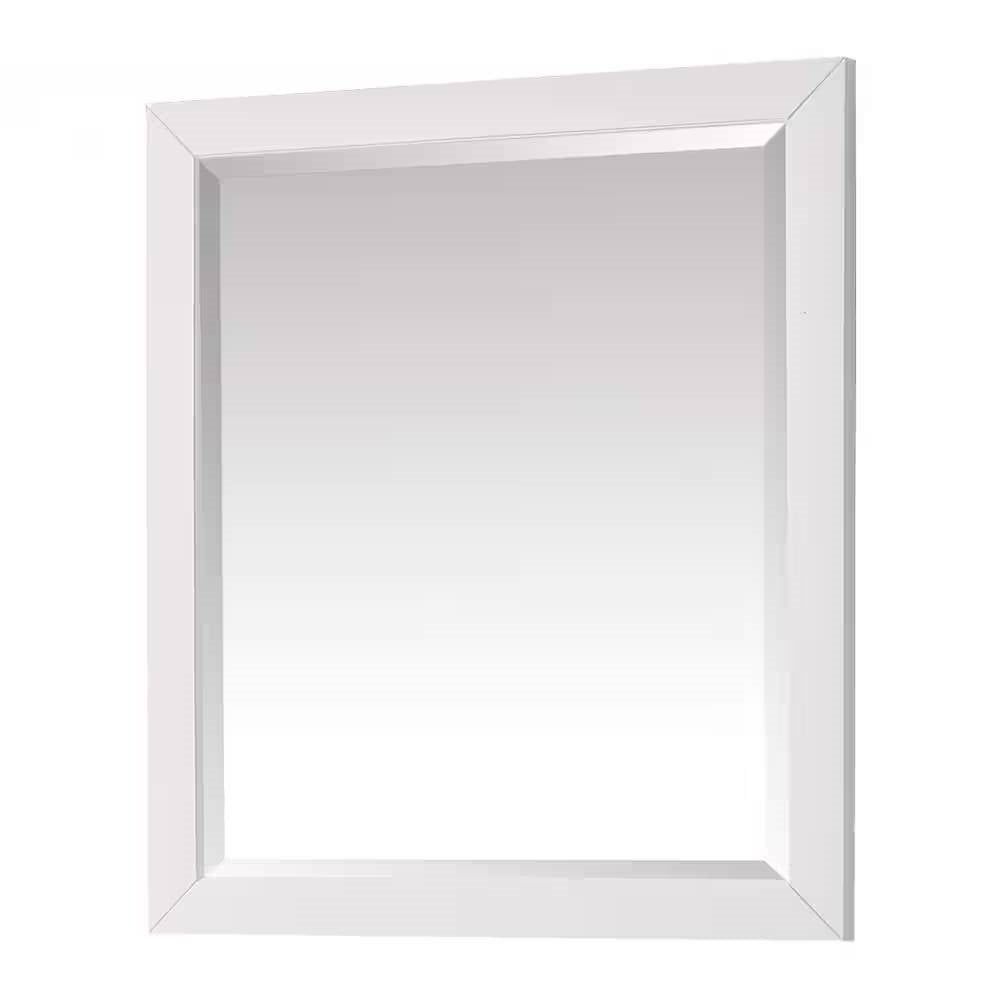 32-in x 28-in Bathroom Wall Mirror with White Solid Wood Frame-0