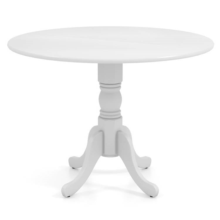 Round Solid Wood Kitchen Dining Table in White Farmhouse Wooden Finish-0