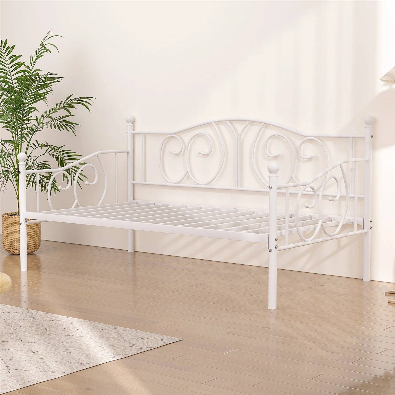 Twin size Victorian White Metal Daybed Frame - 350 lbs. Weight Capacity-3