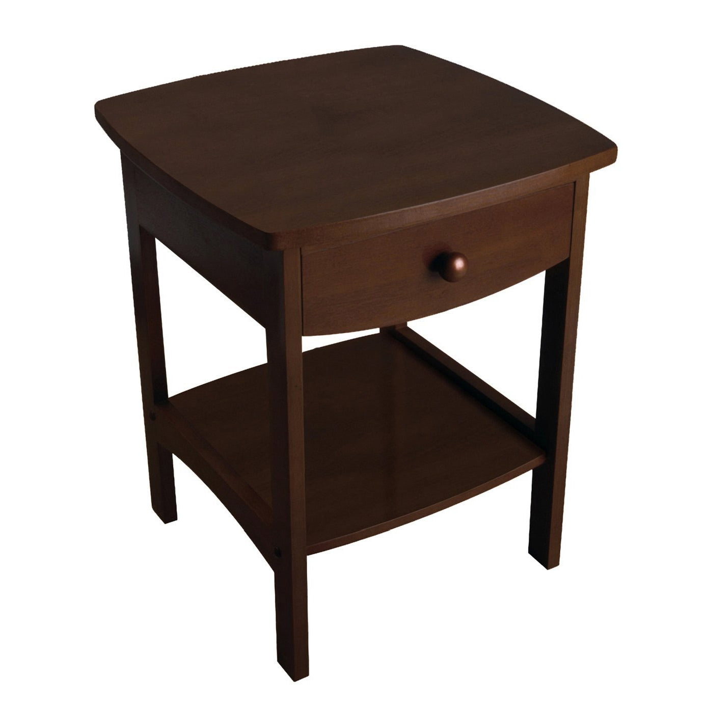 Walnut Finish Accent Table Nightstand with One Drawer-0