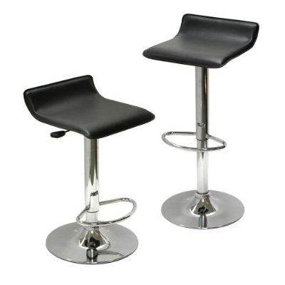 Set of 2 Modern Air-Lift Adjustable Bar Stools with Black Seat-0