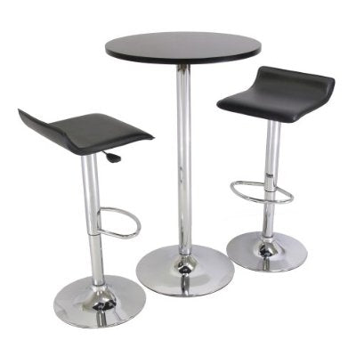 Set of 2 Modern Air-Lift Adjustable Bar Stools with Black Seat-1