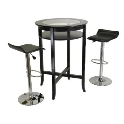 Set of 2 Modern Air-Lift Adjustable Bar Stools with Black Seat-2