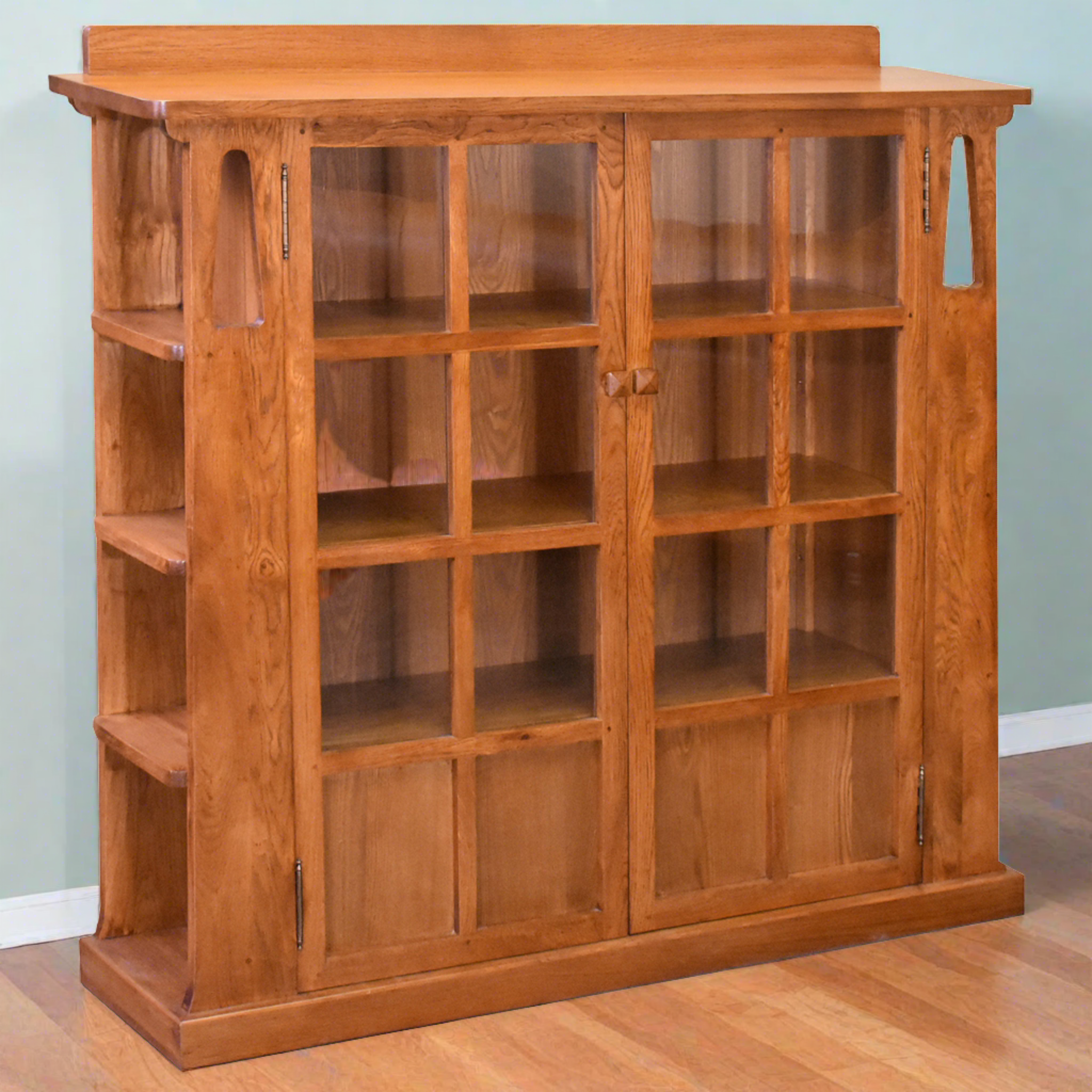 Mission Double Door Bookcase with Side Shelves - Michael's Cherry