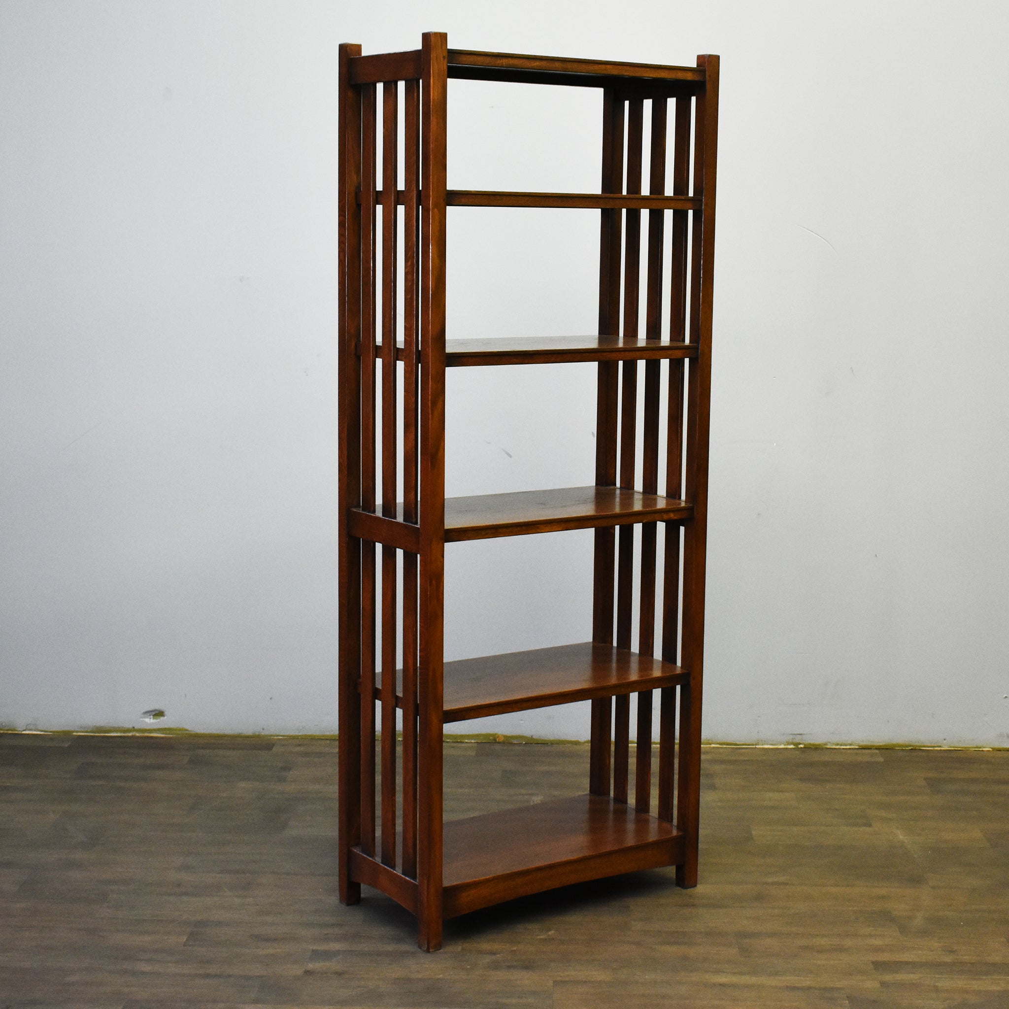 Mission Spindle Side 5 Shelf Bookcase - Walnut (W1)