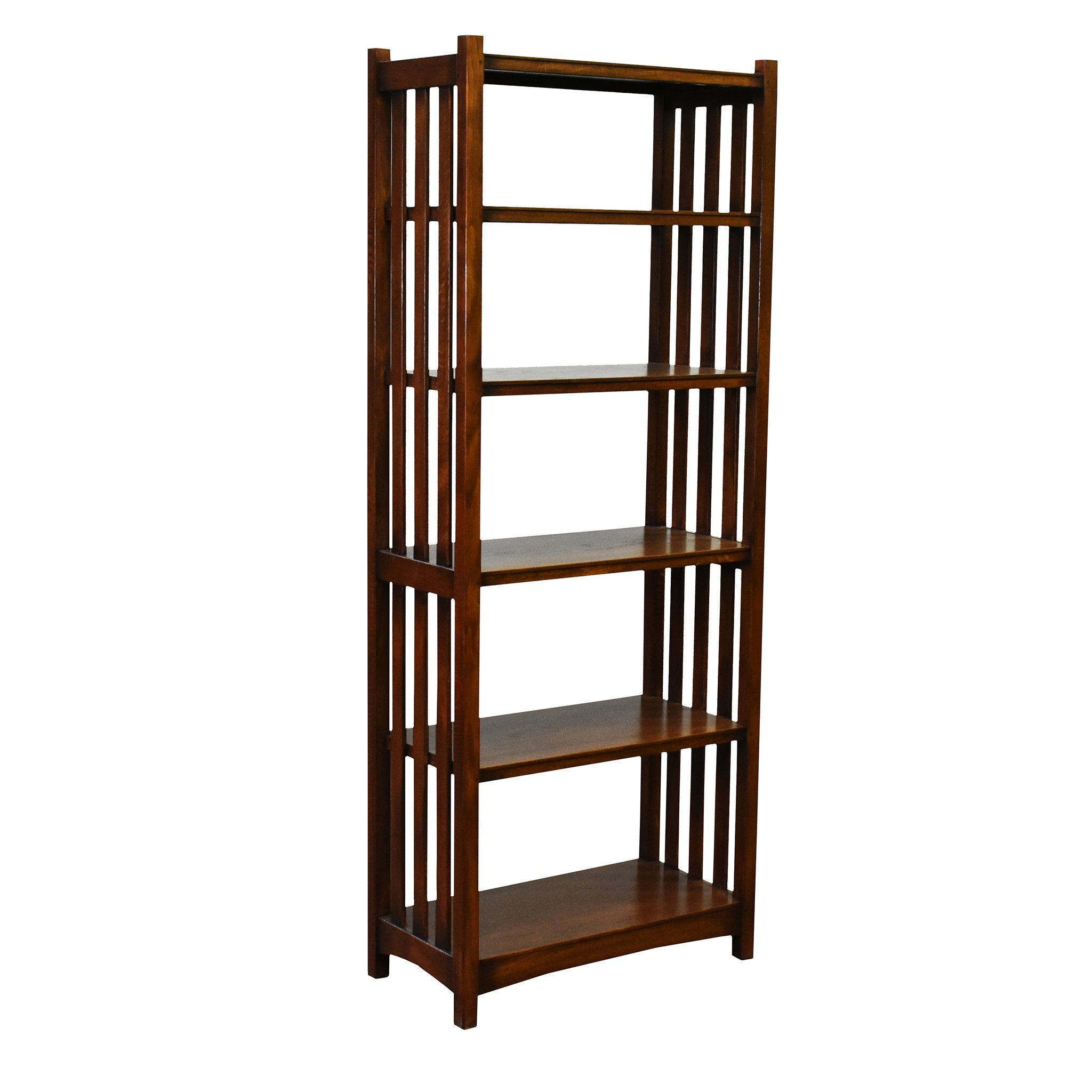 Mission Spindle Side 5 Shelf Bookcase - Walnut (W1)