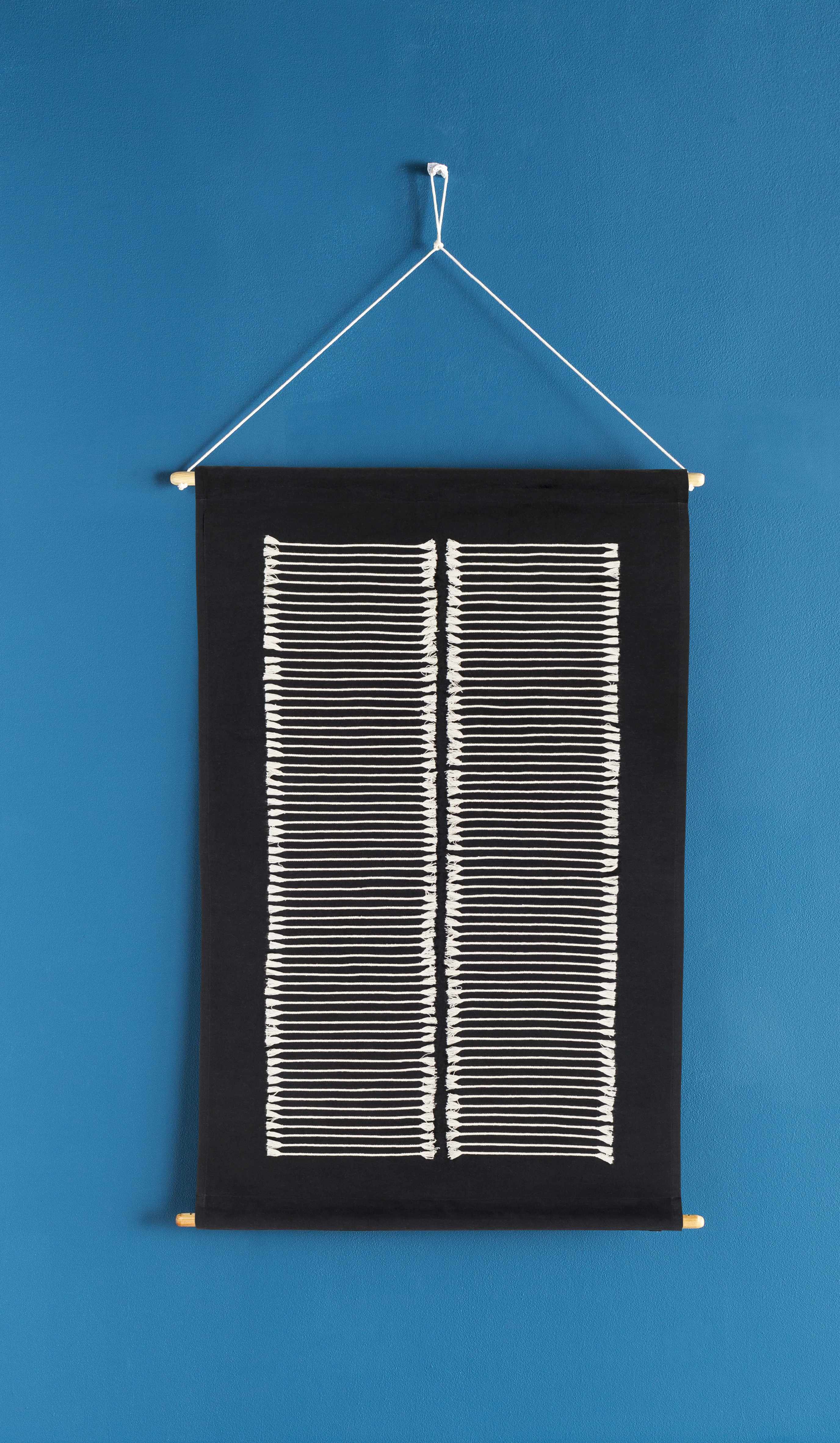 Queen Navy Fringed Wall Hanging-4