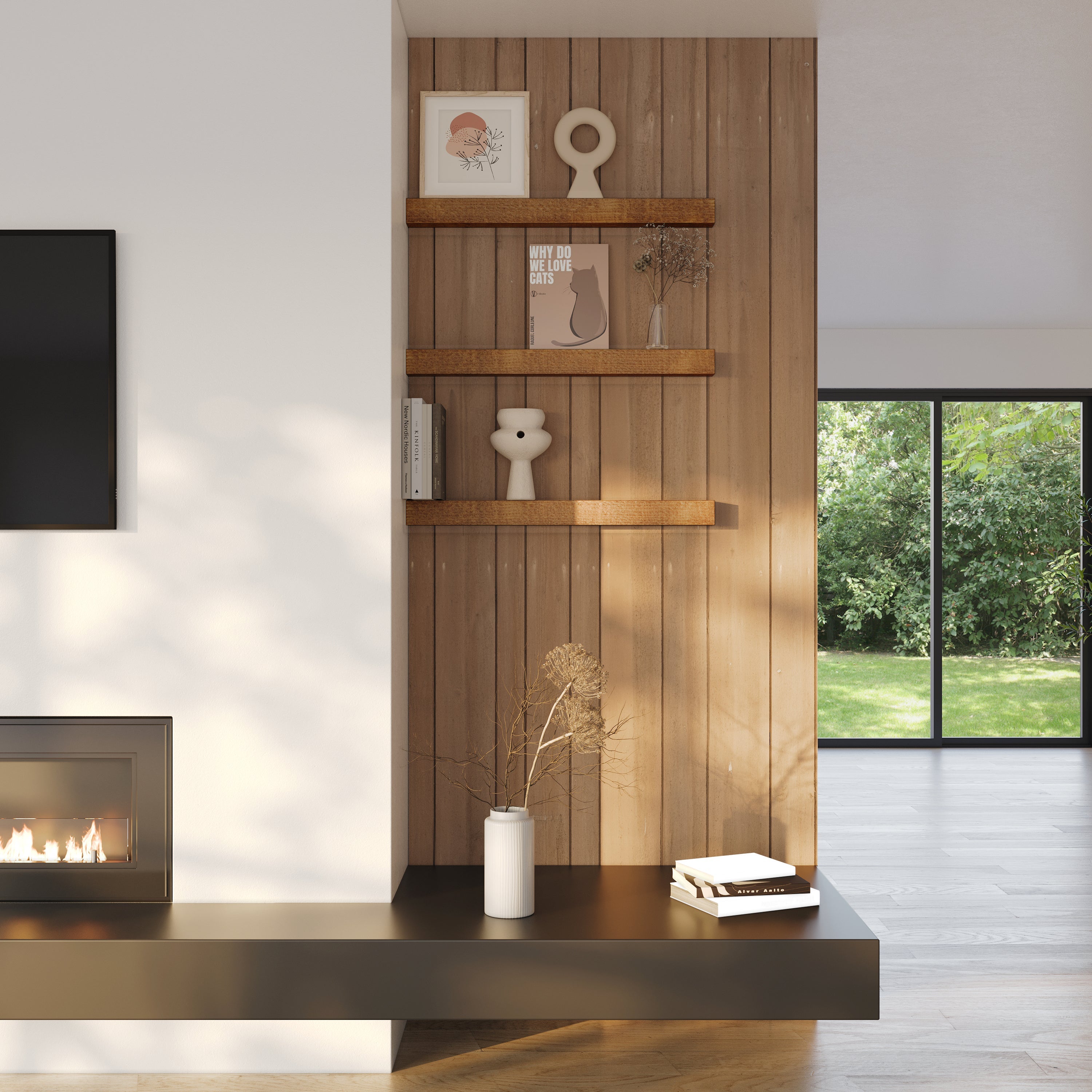 Real Wood Floating Kitchen Shelves