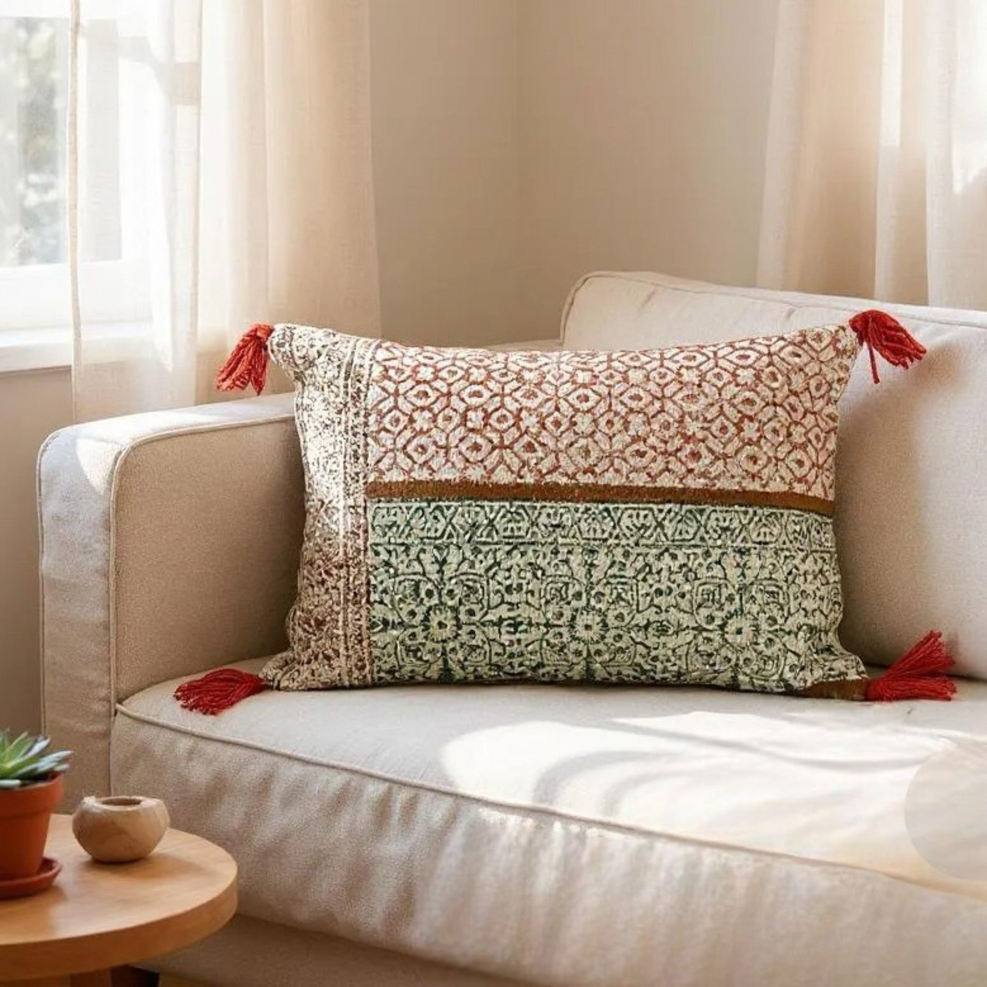 Hand Block Print Rectangular Throw Pillow