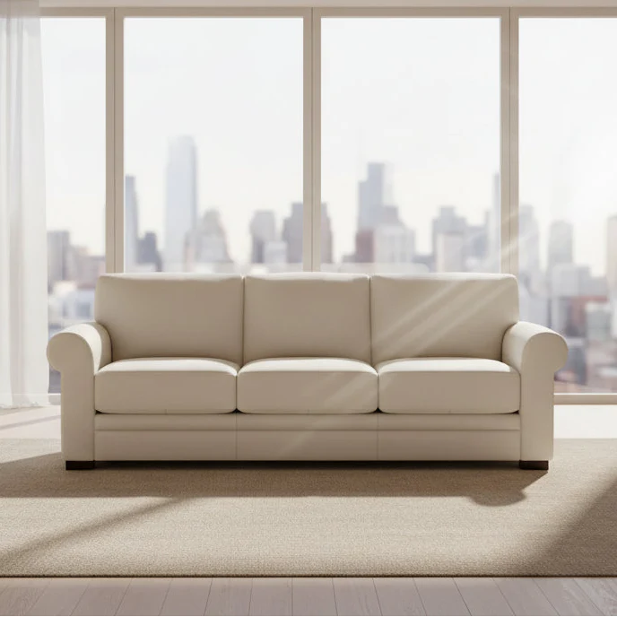 Wenton Mondern Leather Couch Rolled Arms