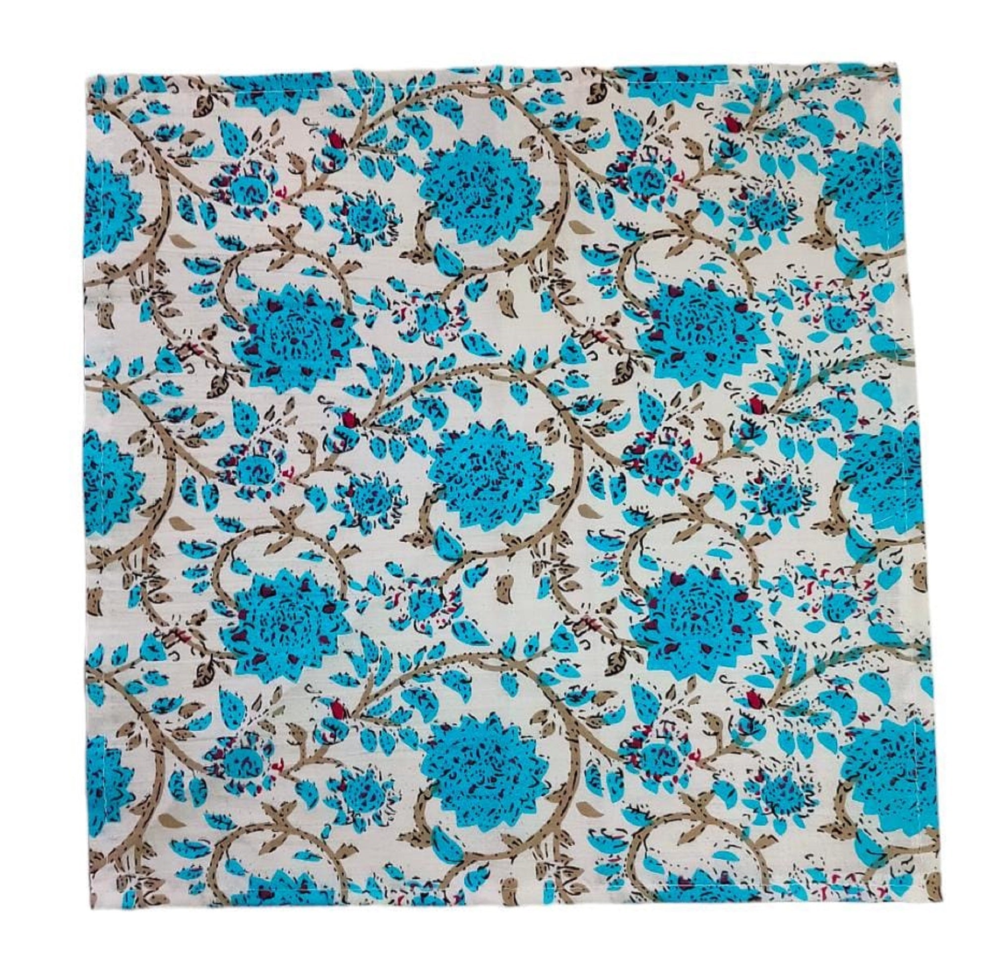 Set Of 4 Pcs. Blue Napkins, Dinner Kitchen napkins, 100% Cotton Wedding Party Napkins Set Boho Style Reusable Table Cloth Napkins-4