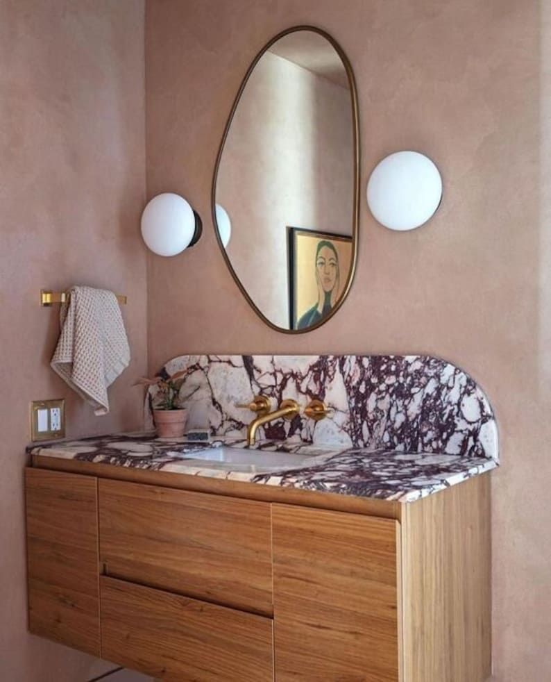 Taksim Soft Pebble Bathroom Mirror - Organic Asymmetrical Wall Mirror | Alpken