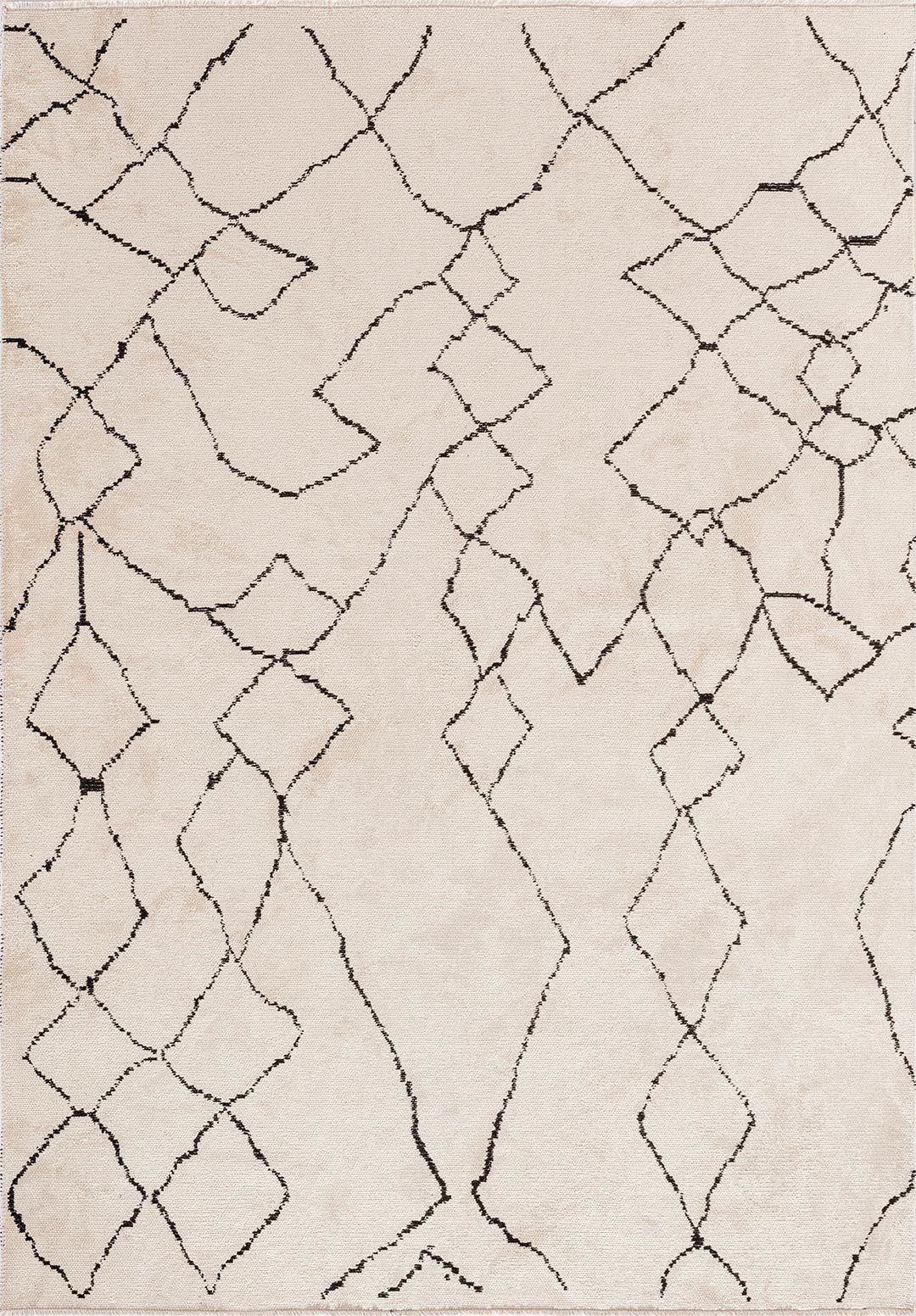 Black Accents White Rug - Modern Contrast Area Rug | Alpken