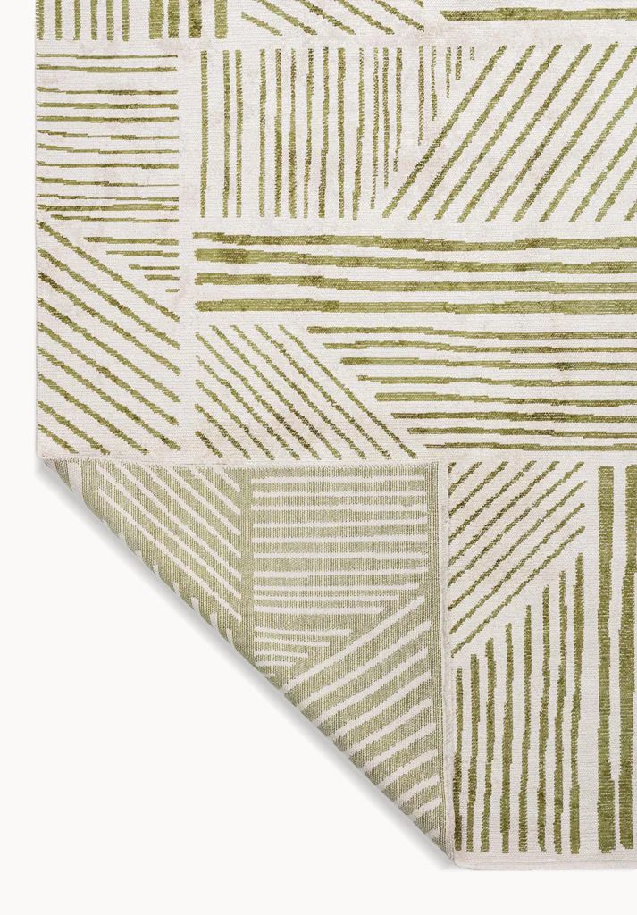 Green Meadow Patterned White Rug - Nature-Inspired Area Rug | Alpken