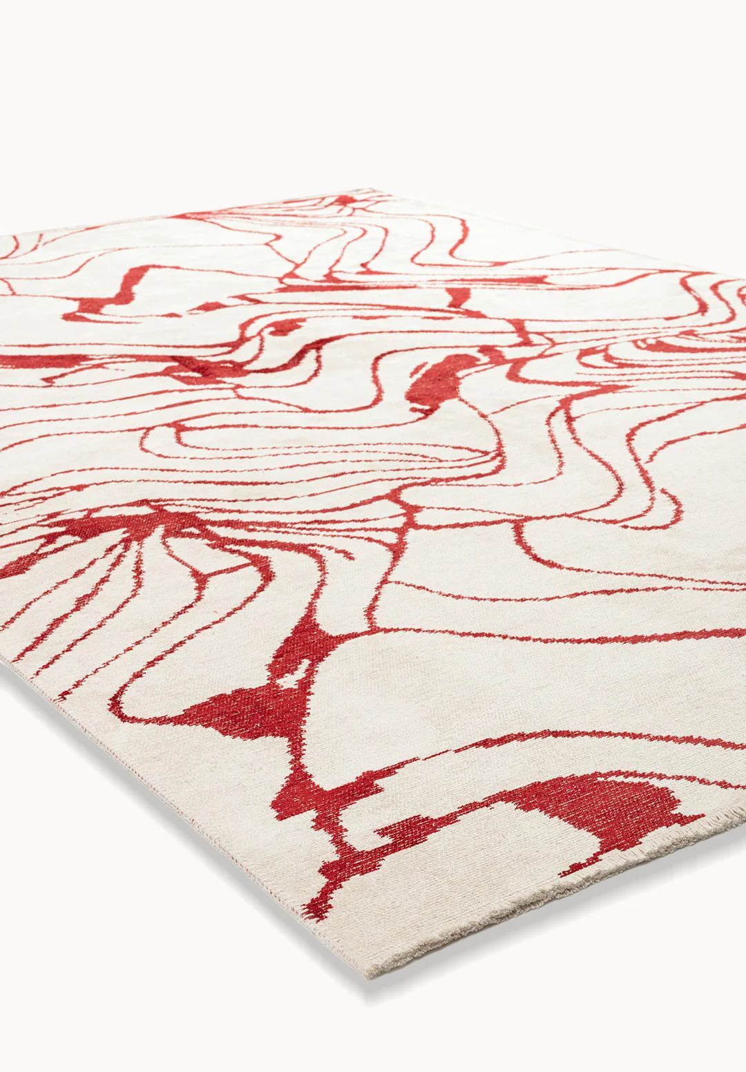 Red Motif Cream Rug - Decorative Pattern Area Rug | Alpken