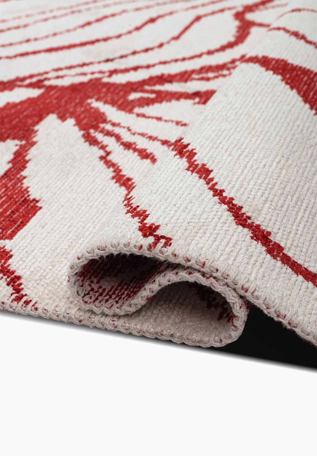 Red Motif Cream Rug - Decorative Pattern Area Rug | Alpken