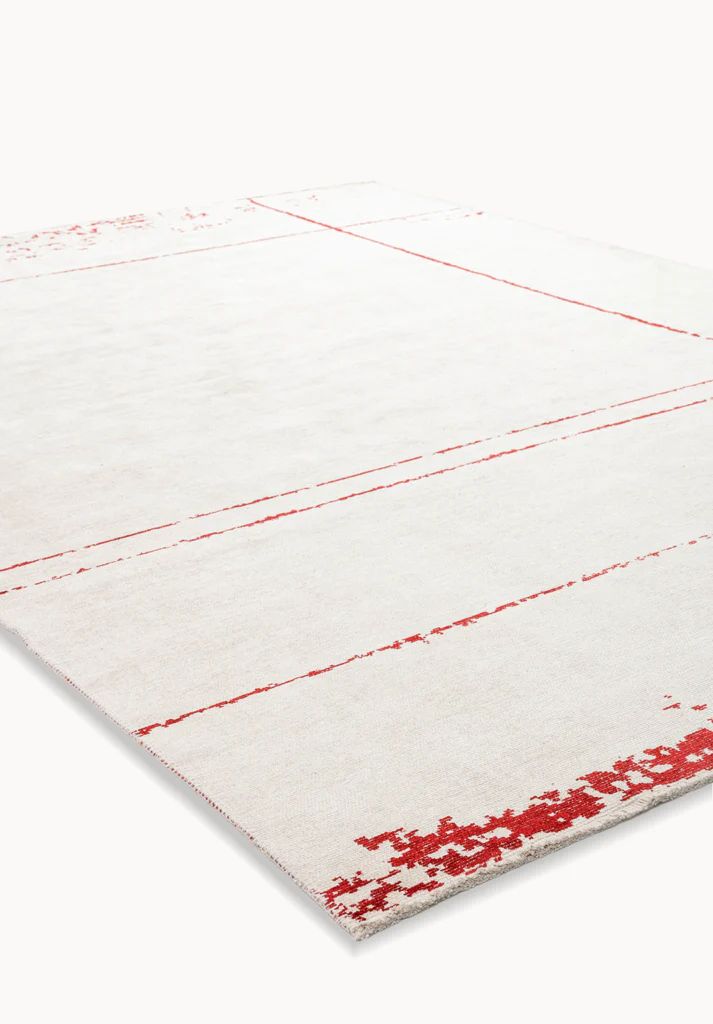 Crimson Patterned Cream Rug - Bold Decorative Area Rug | Alpken
