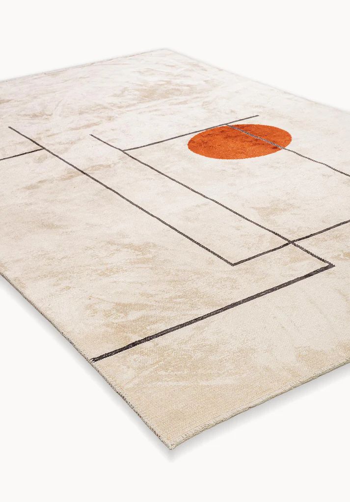 Orange Medallion Cream Rug - Decorative Pattern Area Rug | Alpken