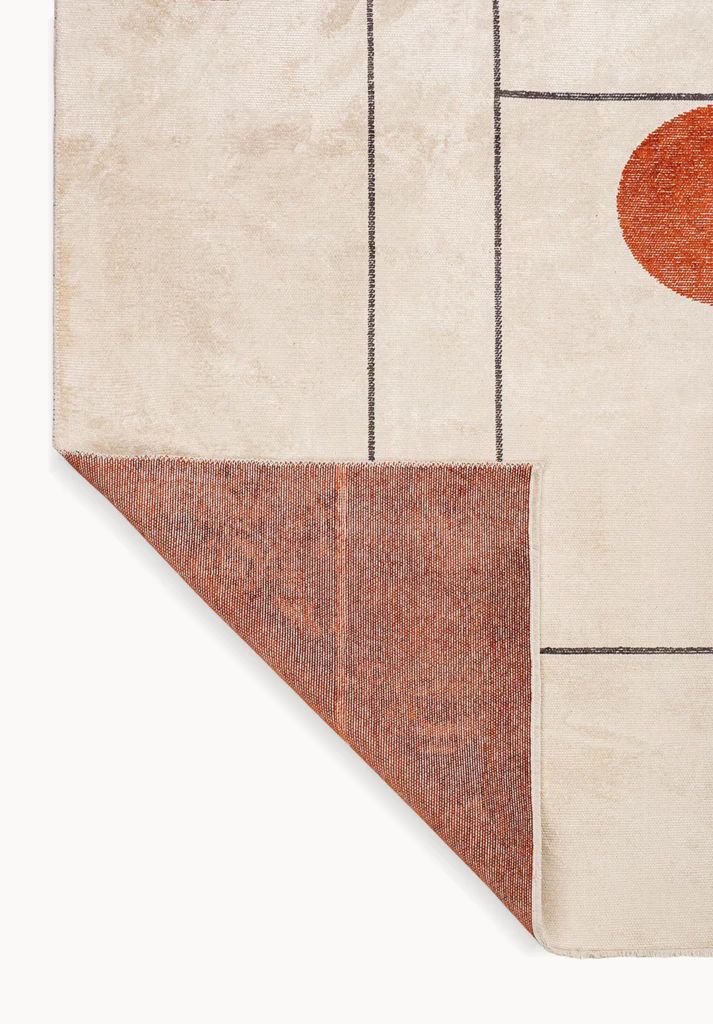Orange Medallion Cream Rug - Decorative Pattern Area Rug | Alpken