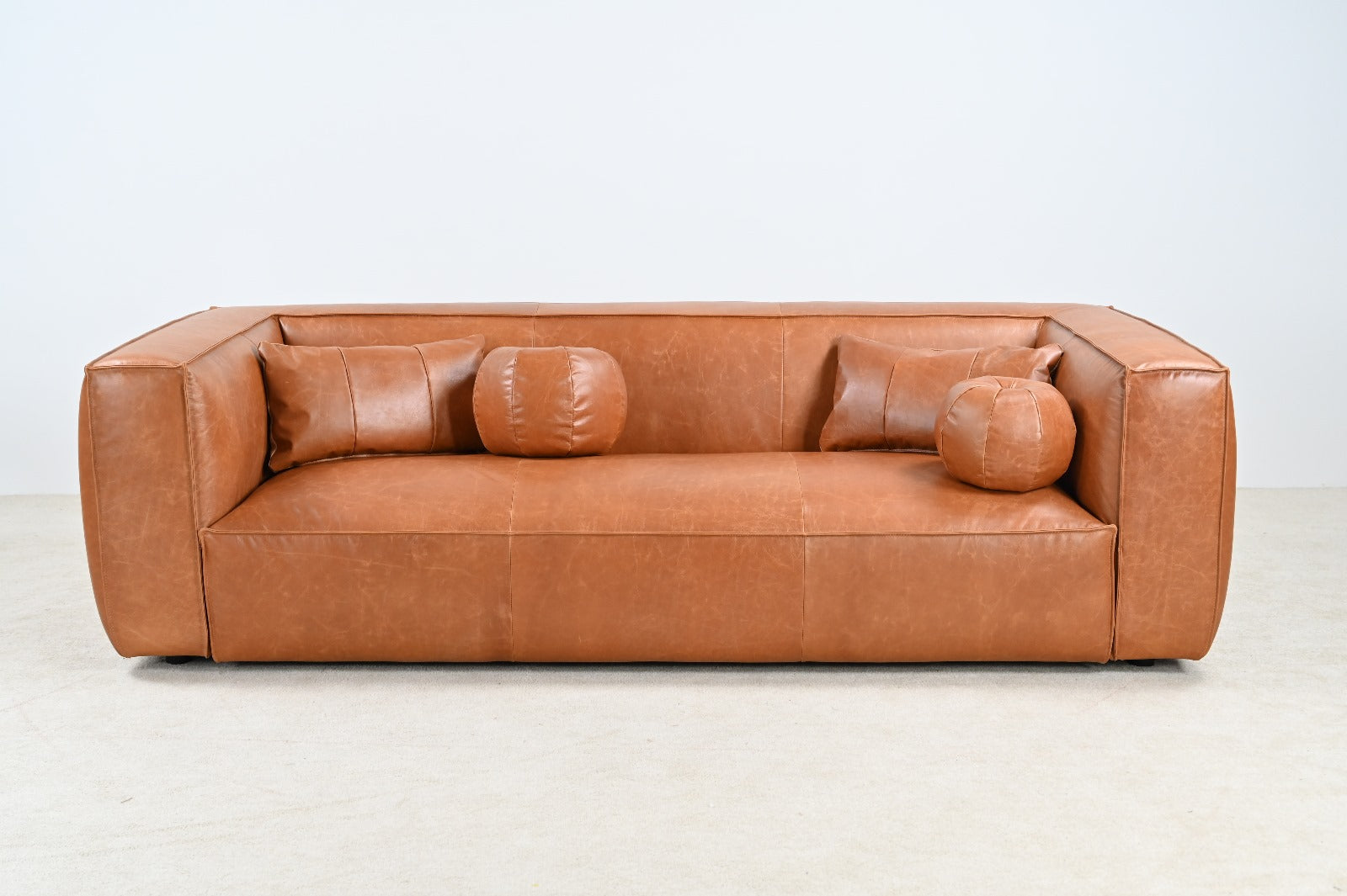 Genavive Top Grain Leather Sofa - Tan