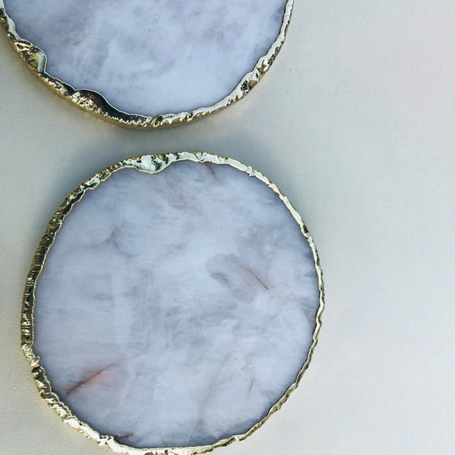 White Agate Hand Rounded Coasters - Set of 4 Large Coasters/Personalised Momentos-2