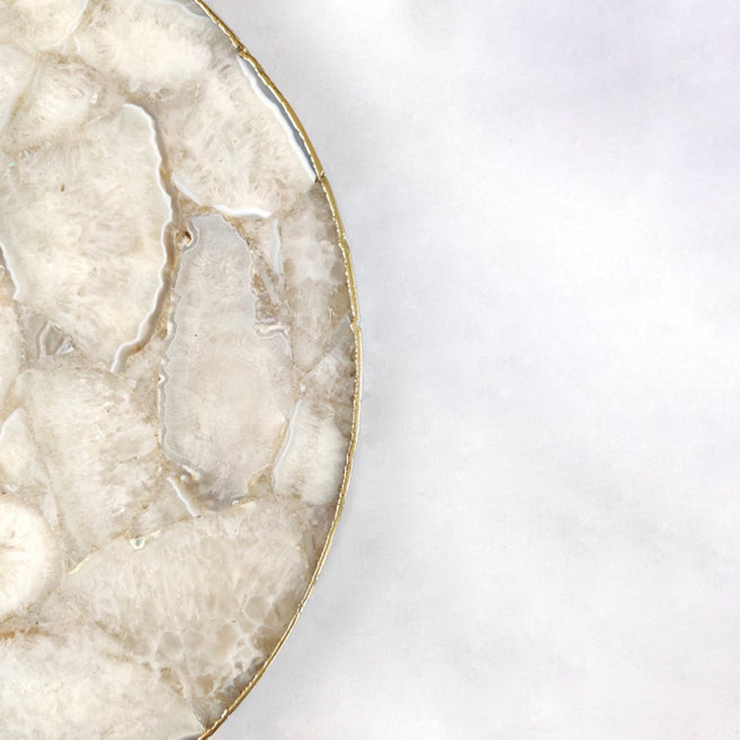 White Crystal Agate Cheese Platter/Tray | Circular |-2