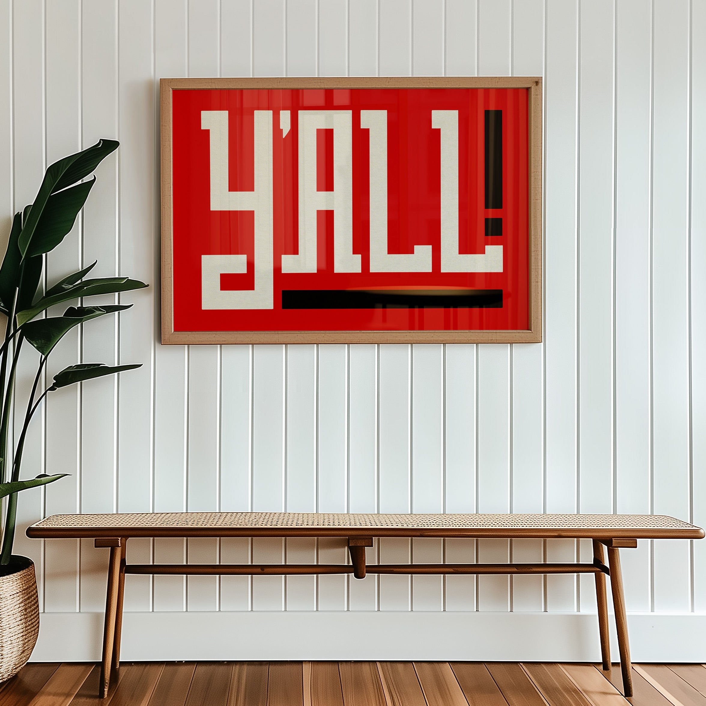Y'all Typography Red and White Wall Art Print Poster Decor