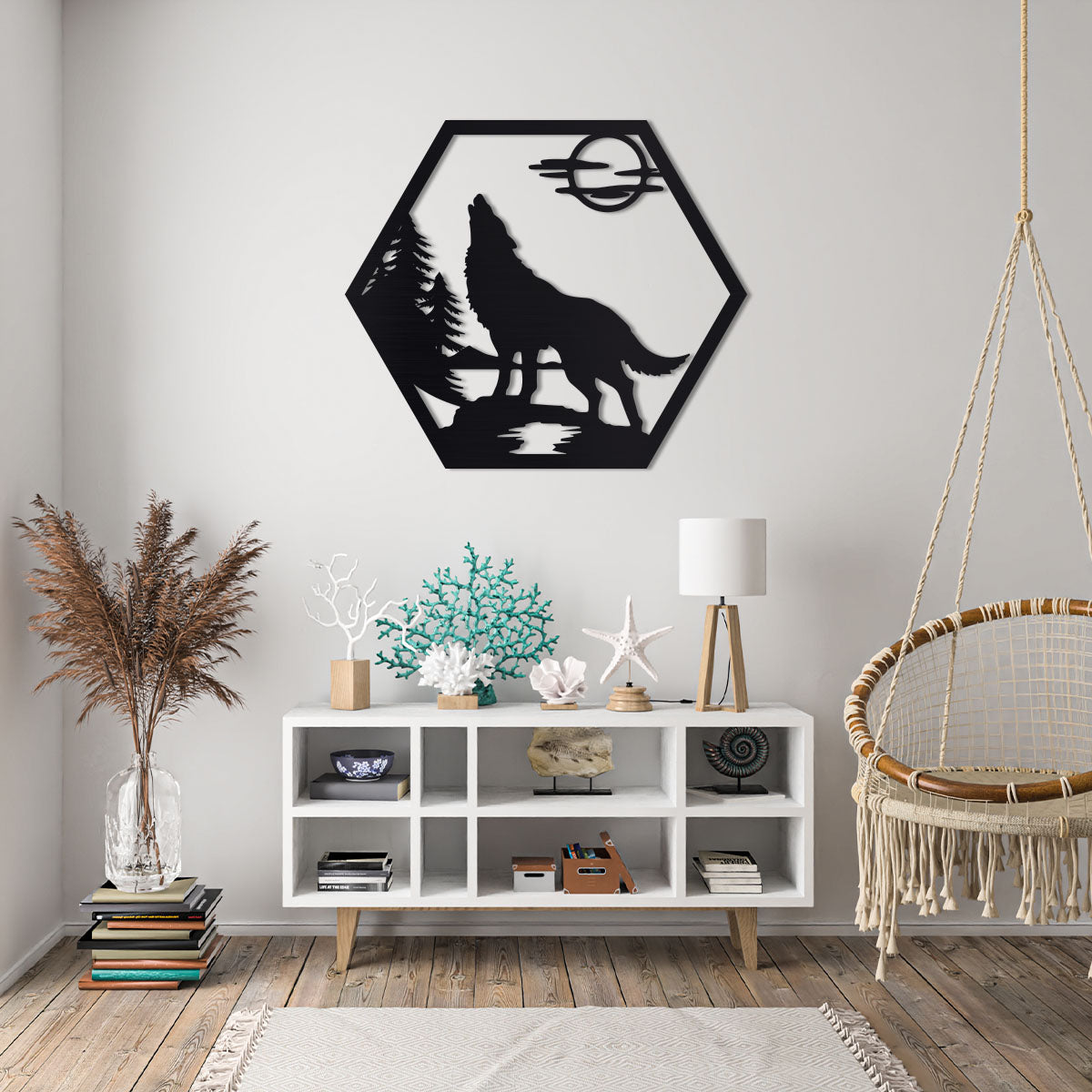 Howling Wolf in Nature Sign-2