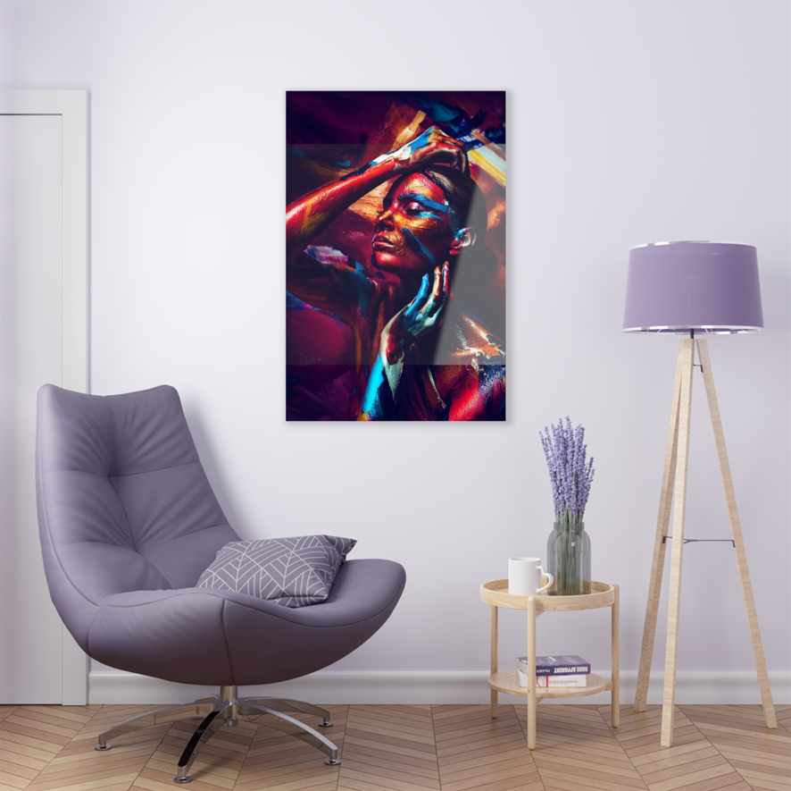 Tempered glass wall art - Girl in paints-2