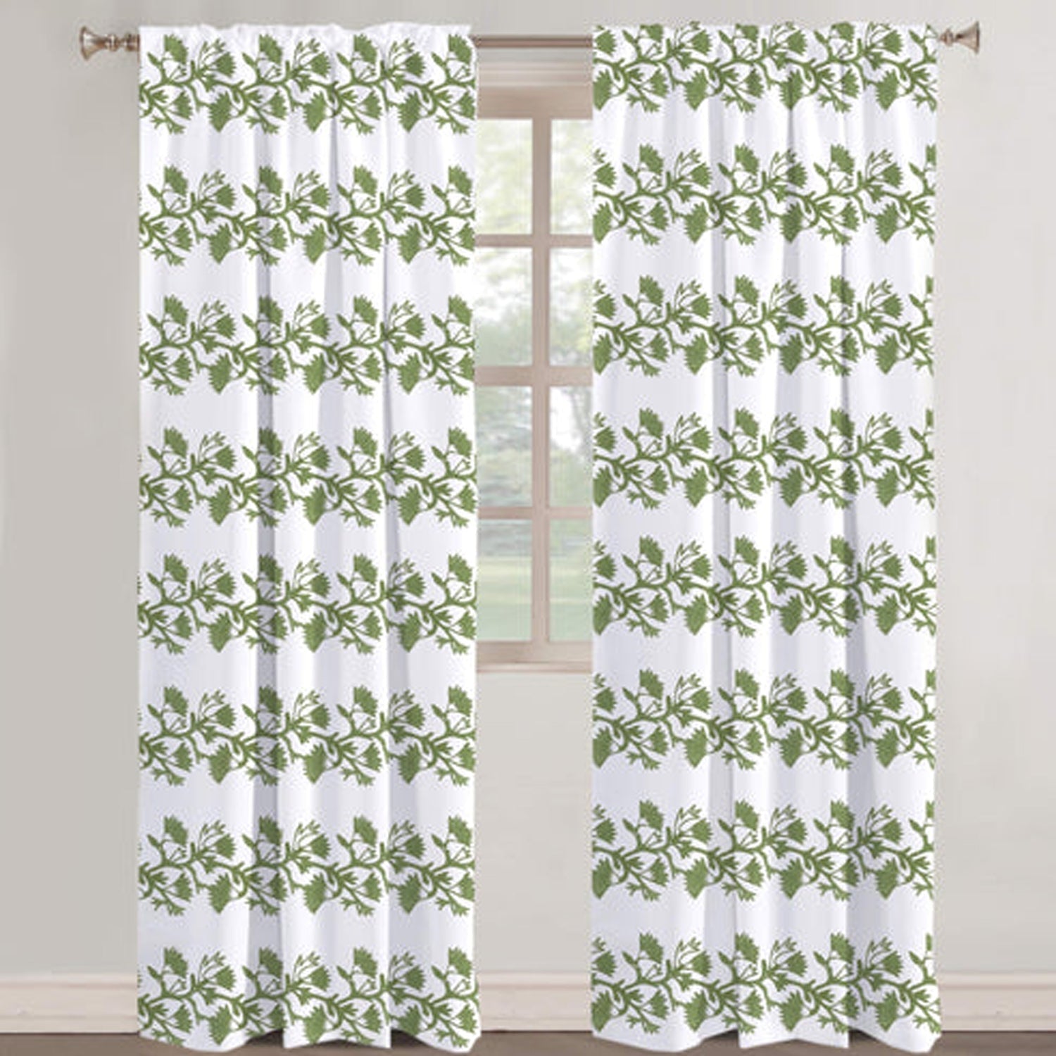 Xanthe - Set of 2 Panels Crewel Embroidered Curtains | Linen Cotton Mix | Fully Embroidered | Lined-1