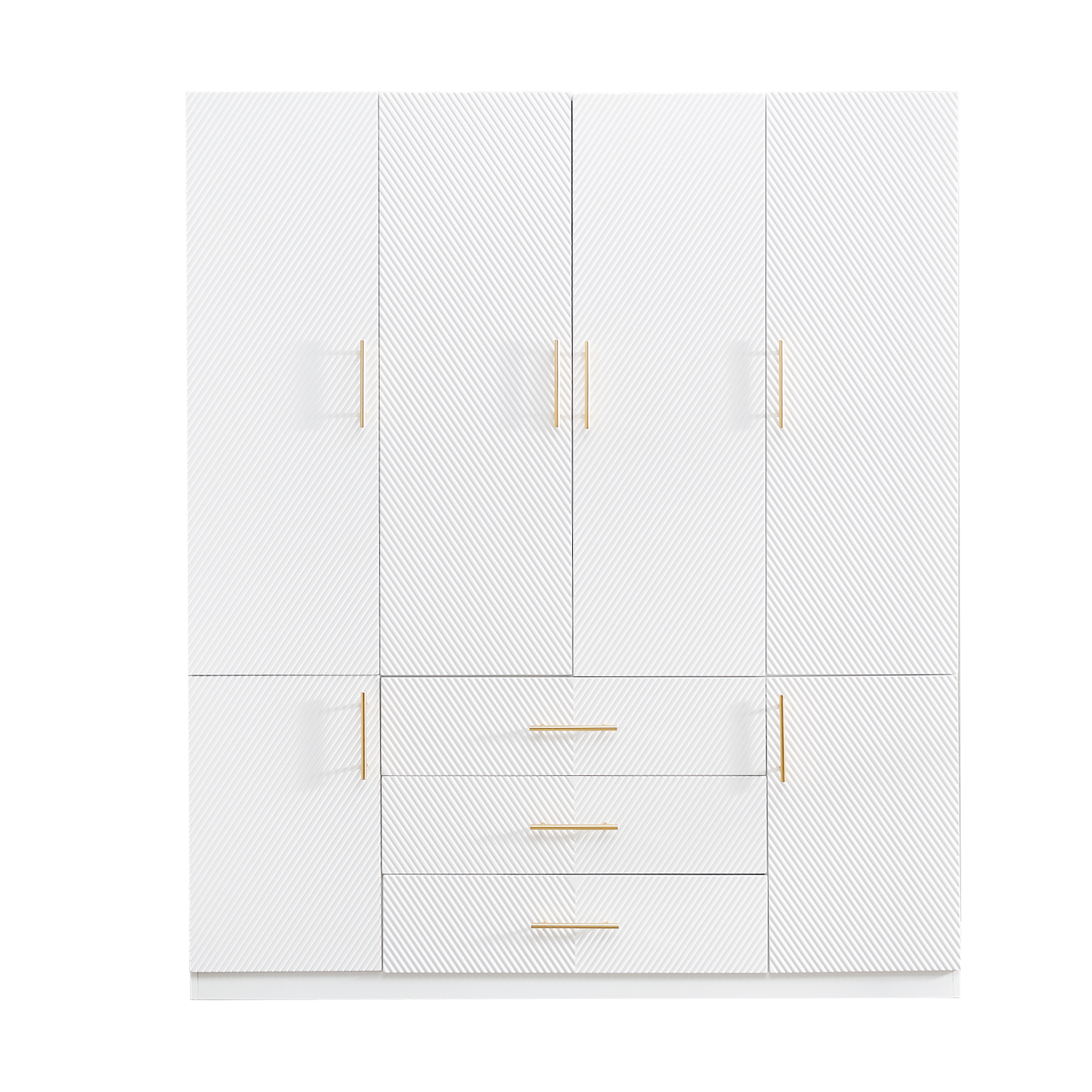 74.2" Tall White Wardrobe Closet with 4 Doors, 3 Drawers, Shelves & Hanging Rod – Freestanding Storage Cabinet for Bedroom or Bathroom Clothes Organization