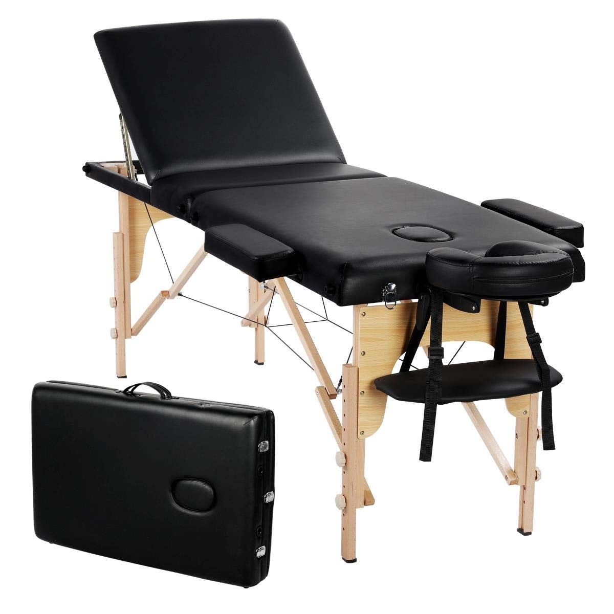 Black Adjustable Portable Massage Tattoo Folding Elevated Table-0