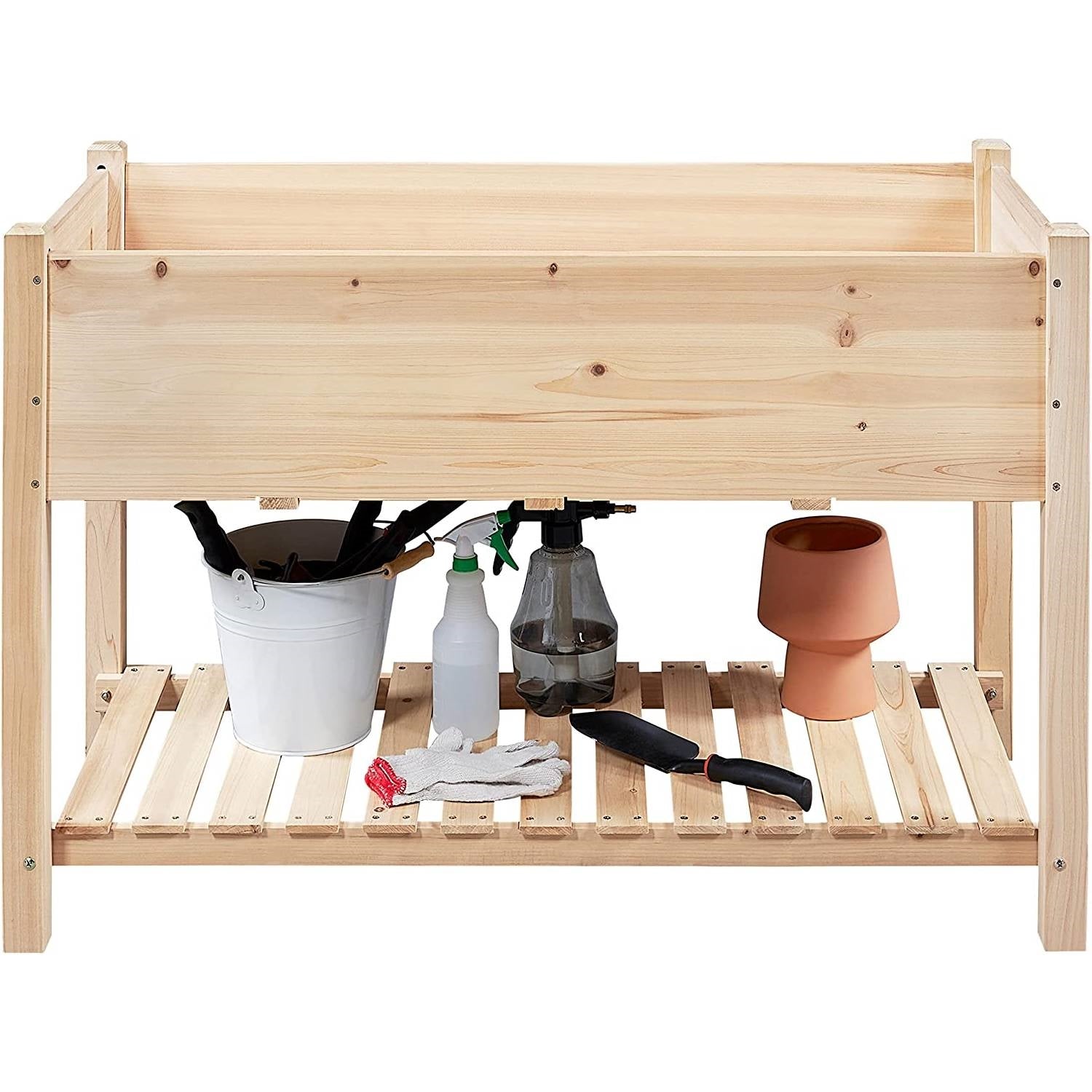 Solid Wood 2-Tier Raised Garden Bed Planter Box 4-ft x 2-ft x 32-inch High-1