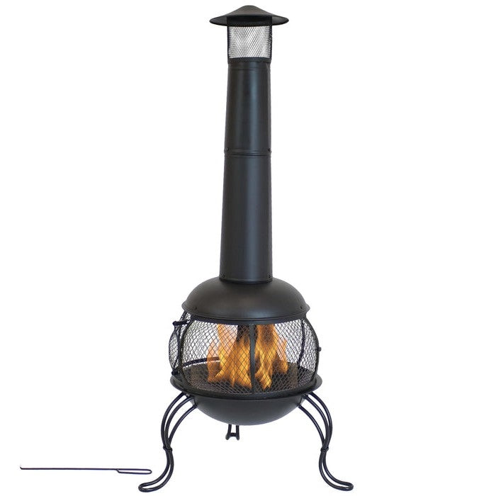 Black Steel Chimenea Wood Burning Fire Pit-0