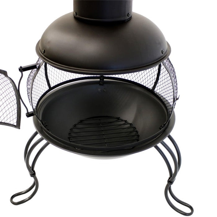 Black Steel Chimenea Wood Burning Fire Pit-1