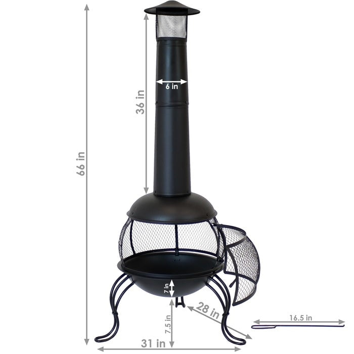 Black Steel Chimenea Wood Burning Fire Pit-4