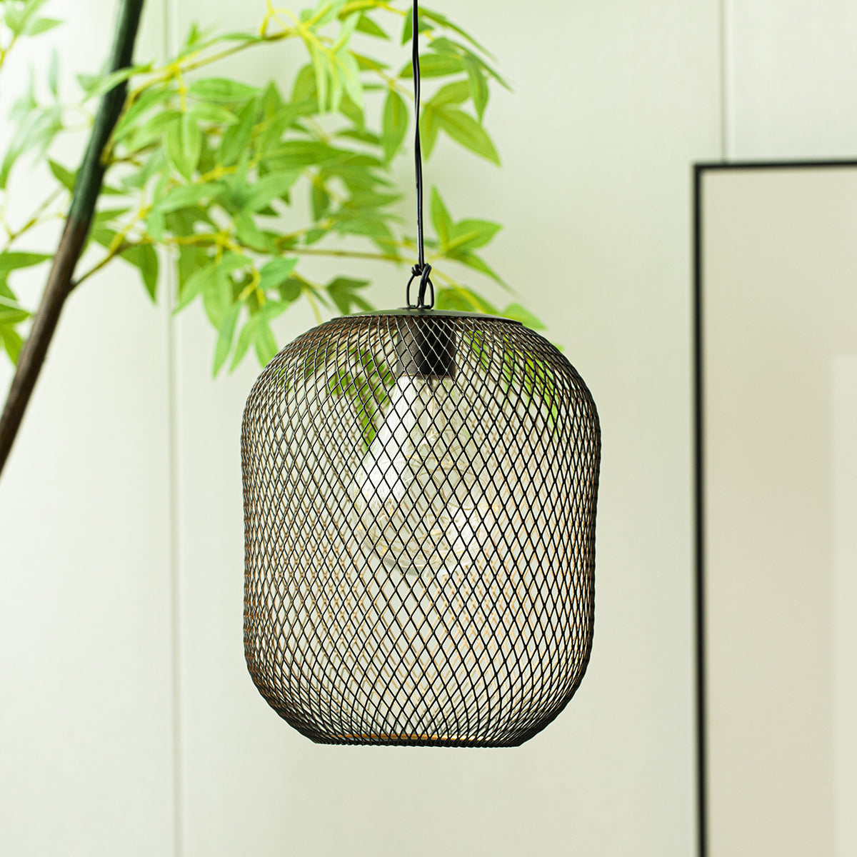 8.5'' High Battery Operated Hanging Lamp Mesh Lanterns with Lights Bulb-2
