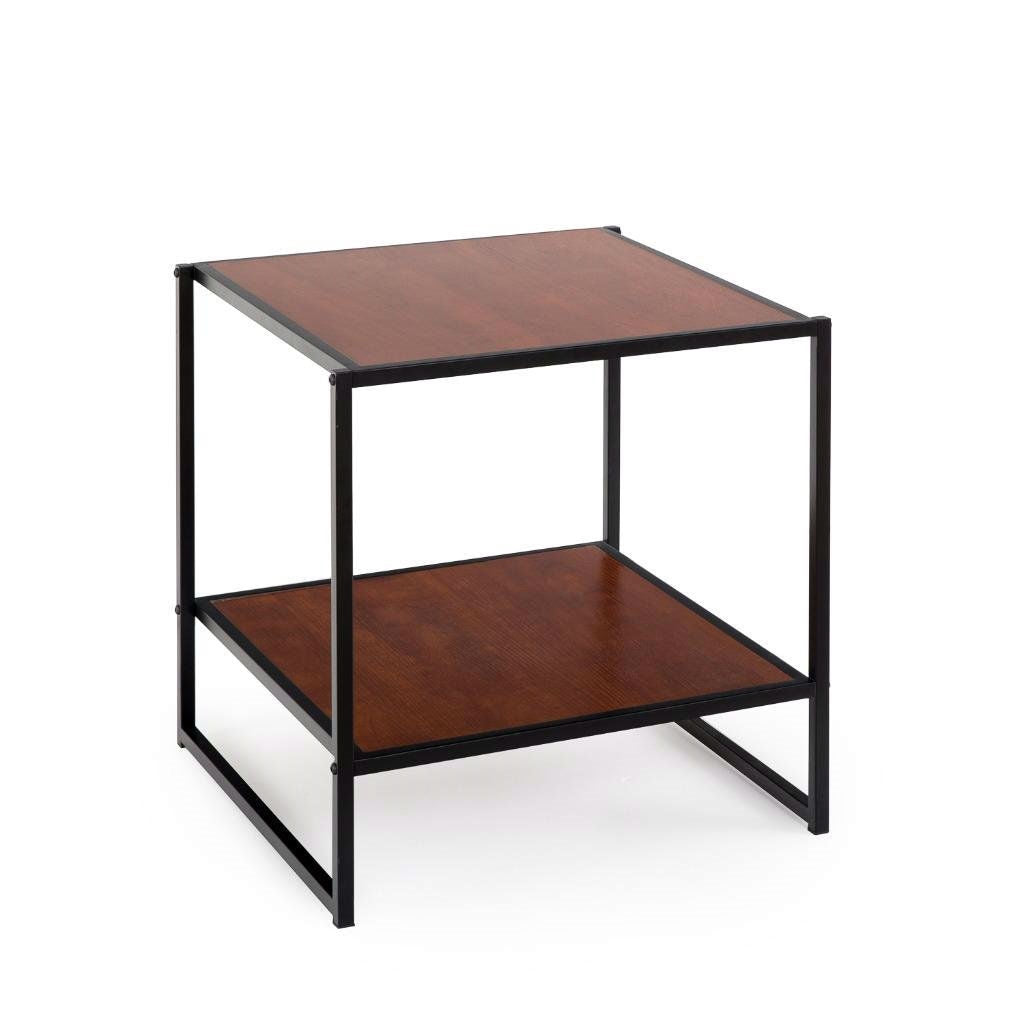 Modern Steel Frame End Table Nightstand in Brown-0