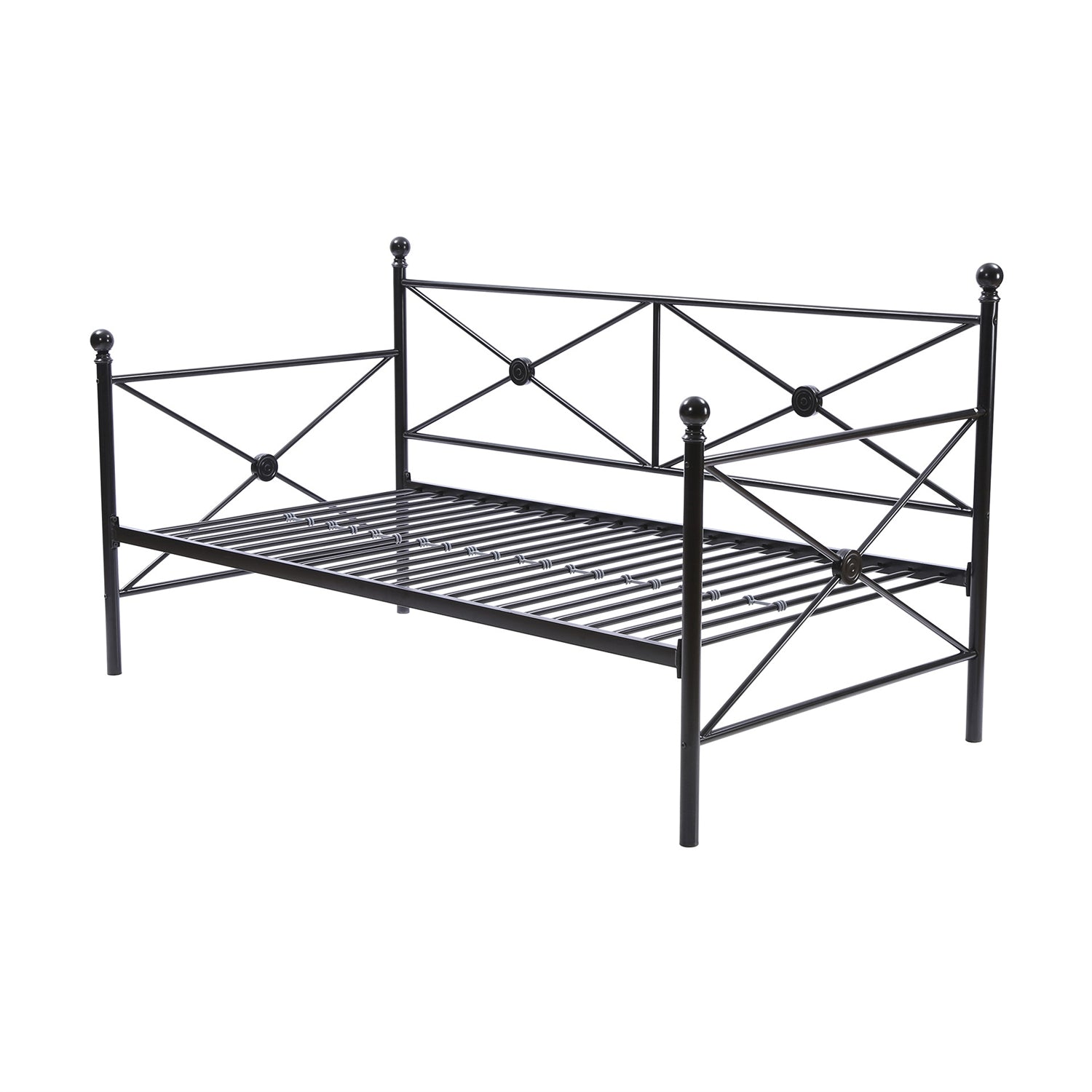 Twin size Contemporary Daybed and Trundle Set in Black Metal Finish-1